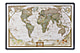 Vintage verdenskort på kork opslagstavle med aluminiumsramme 90 x 60cm