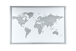 Magnetwand Weltkarte Silber 60 x 40cm