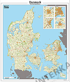 Postcode Map Denmark 96 x 109cm