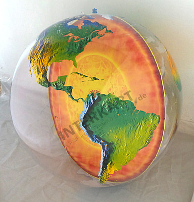 Topografisk oppustelig globe Jordens kerne 92 cm