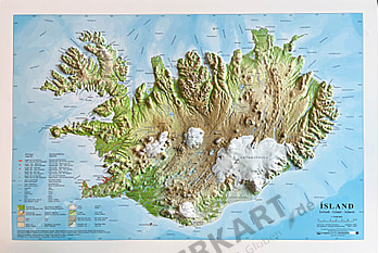 3D Reliefkarte Island groß 47 x 67cm