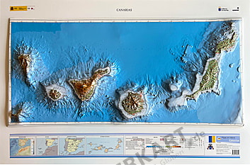 3D Reliefkort Kanariske Øer 128 x 88cm
