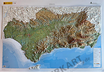 3D Relief Kort Andalusien 120 x 80cm