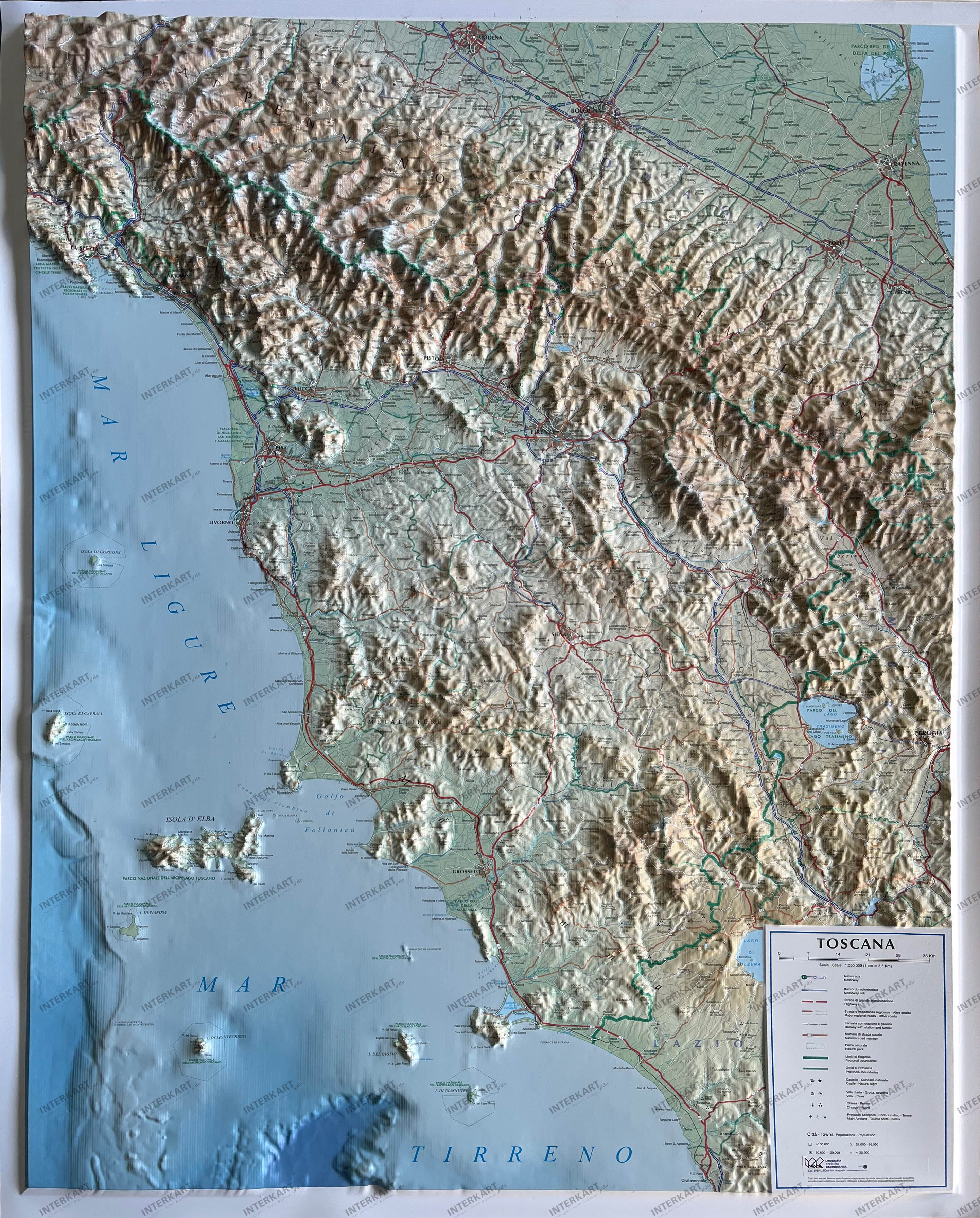 3D Reliefkort Toscana 69 x 90cm
