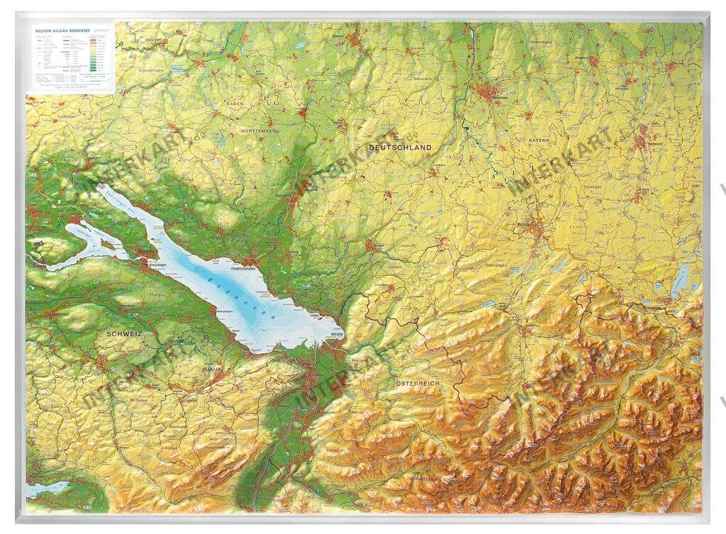 3D Relief Karte Bodensee / Allgäu
