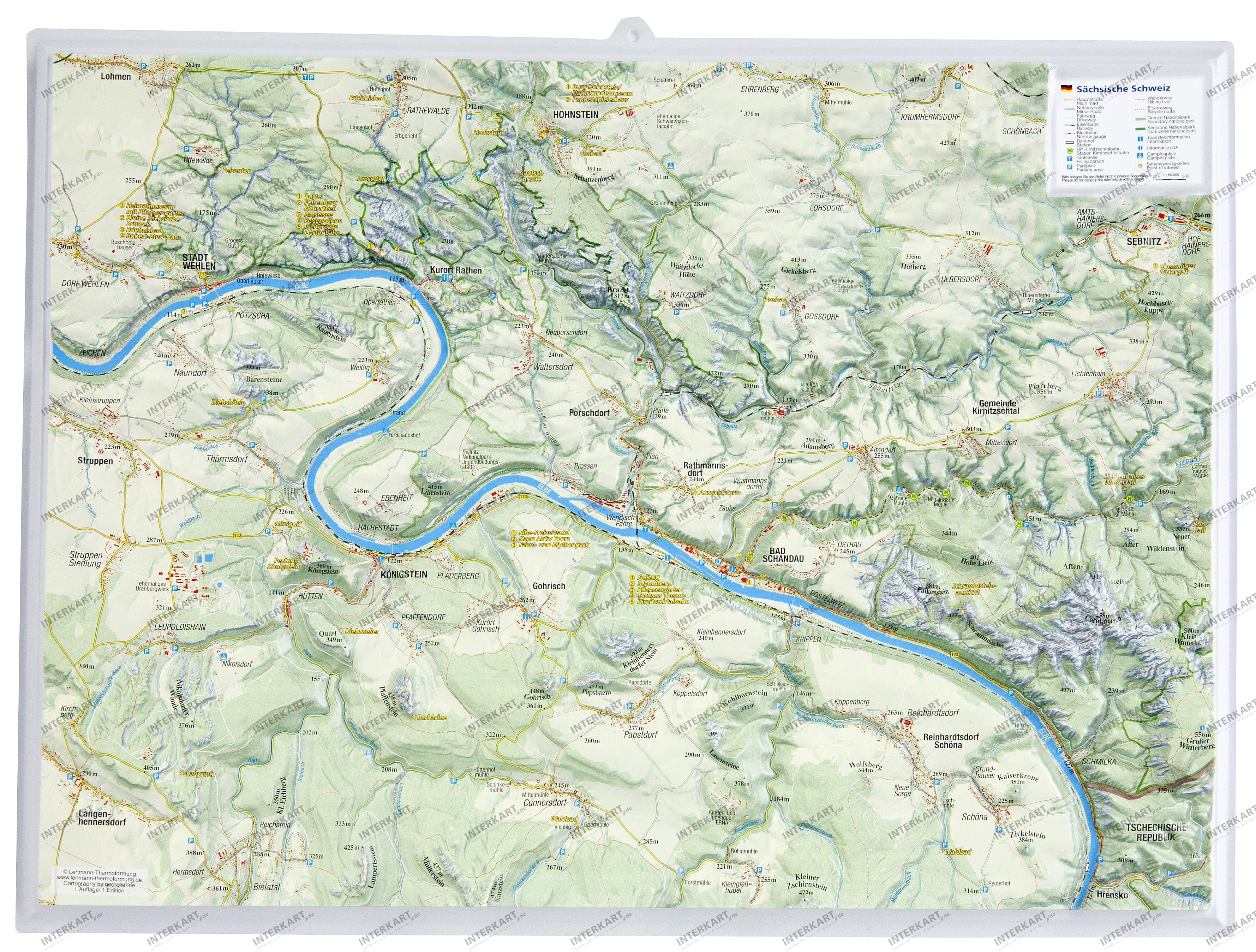 3D Reliefkarte Sächsische Schweiz 39 x 29cm