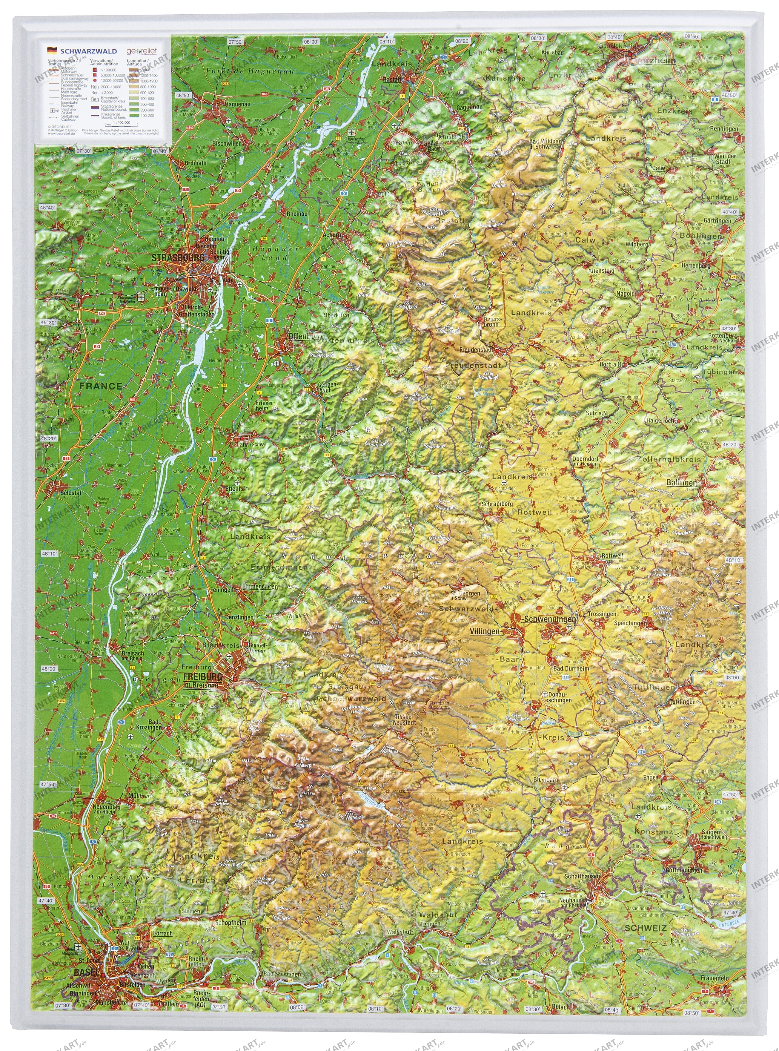 3D Reliefkarte Schwarzwald klein