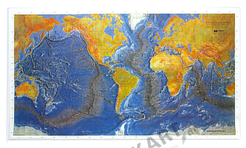 3D Relief World Map Ocean Floor Poster