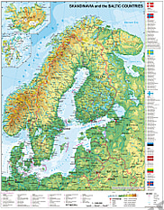 Skandinavien und Baltikum Landkarte physikalisch