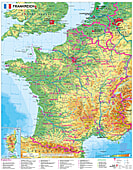 Frankreich Landkarte physikalisch