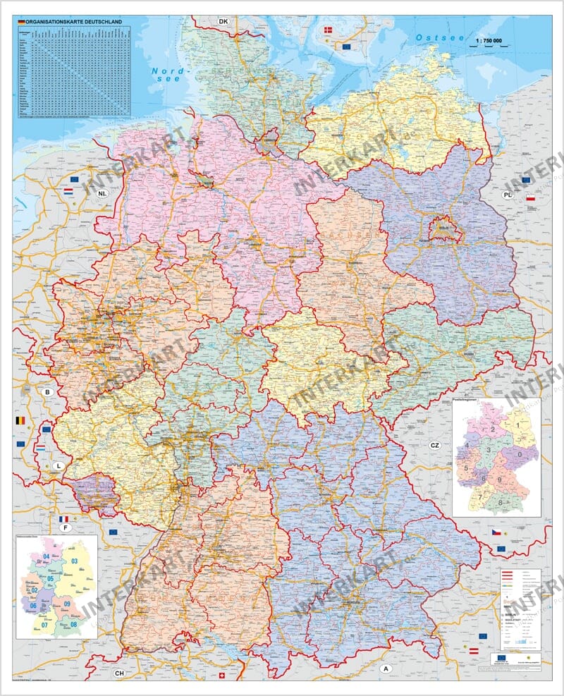Organisationskarte Deutschland - Karte als Poster