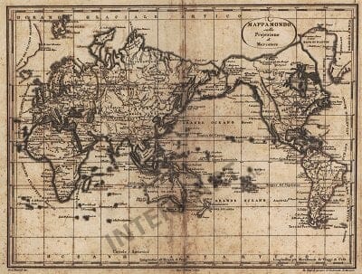 1811 - Mappamondo sulla Projezione Di Mercatore 22 x 30cm (Replica)