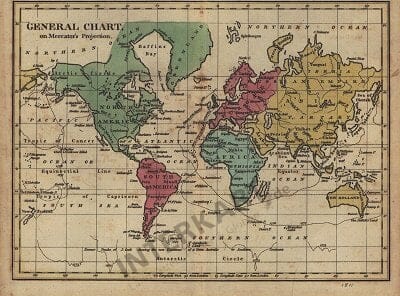 1811 - General Chart on Mercator`s Projection (Replica)