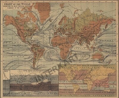 1865 - Physical World Map 21 x 32cm