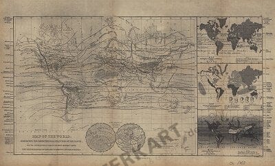 1868 - Physical World Map 25 x 41cm