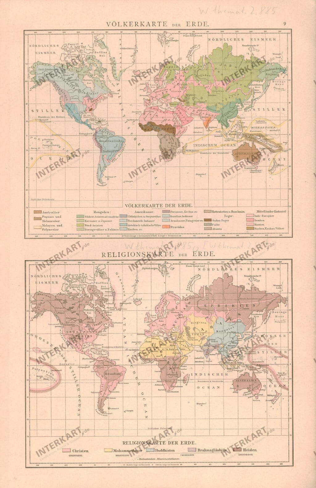 1885 - Völker der Erde und Religionen der Erde (Replikat) 28 x 42cm