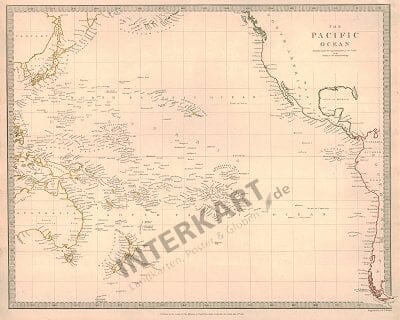 1840 - Oceania, Pacific Ocean (Replica) 41 x 34cm