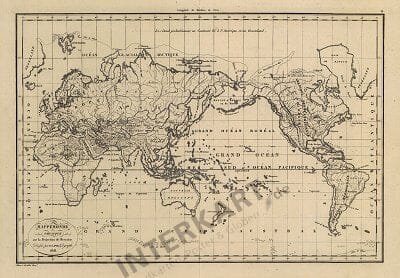 1816 - Mappemondo Physique sur la Projection de Mercator (Replica)