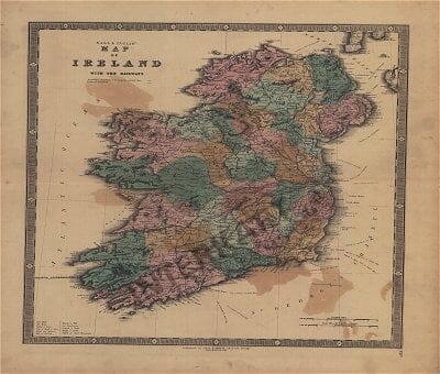 1840 - Map of Ireland with the railways (Replica)