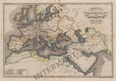 1850 - Übersichs-Karte der christl. und muhammed. Reiche zur Zei