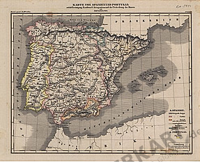 1850 - Karte von Spanien und Portugal