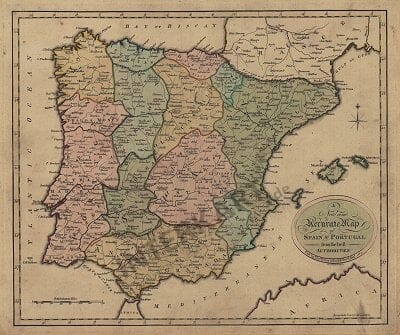 1801 - New and Accurate Map of Spain & Portugal
