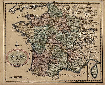 1801 Frankreich Provinzen Replikat Alte Historische Karte