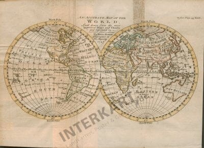 1747 - World in Hemispheres (Replica) 27 x 19cm
