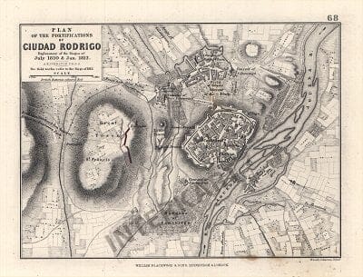 1812 - Plan of the Fortifications of Ciudad Rodrigo 28 x 22cm