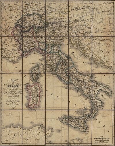 1833 - Map of Italy (Replica)