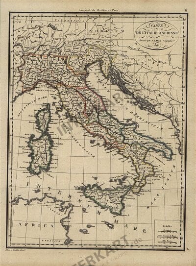 1816 - Map of ancient Italy (Replica) 33 x 24cm