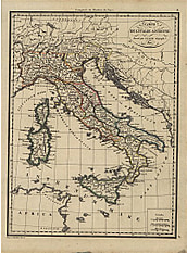 1816 - Karte des alten Italien (Replikat) 33 x 24cm