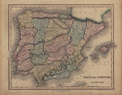 1838 - Spain and Portugal 30 x 24cm