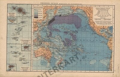 1881 - Grosser Ozean, Meerestiefen und Telegraphenkabel (Replika