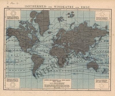 1881 - Isothermen und Windkarte der Erde (Replikat)