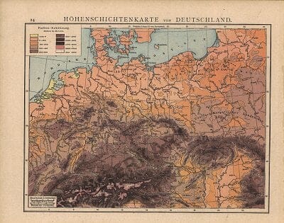 1881 - Höhenschichtkarte von Deutschland (Replica)