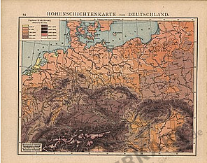 1881 - Höhenschichtkarte von Deutschland (Replikat)