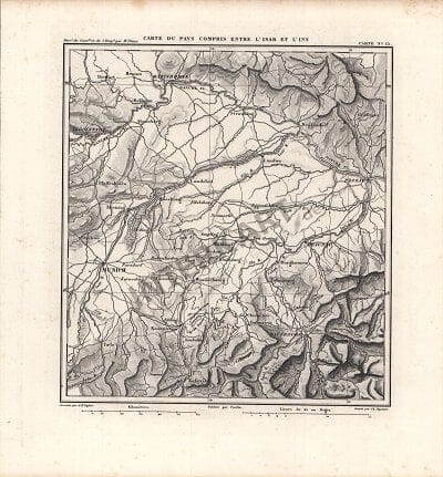 1845 - Carte du Pays Copris Entre L ´ISAR et L´INN