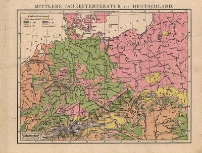 1881 - Mittlere Jahrestemperatur von Deutschland (Replica)