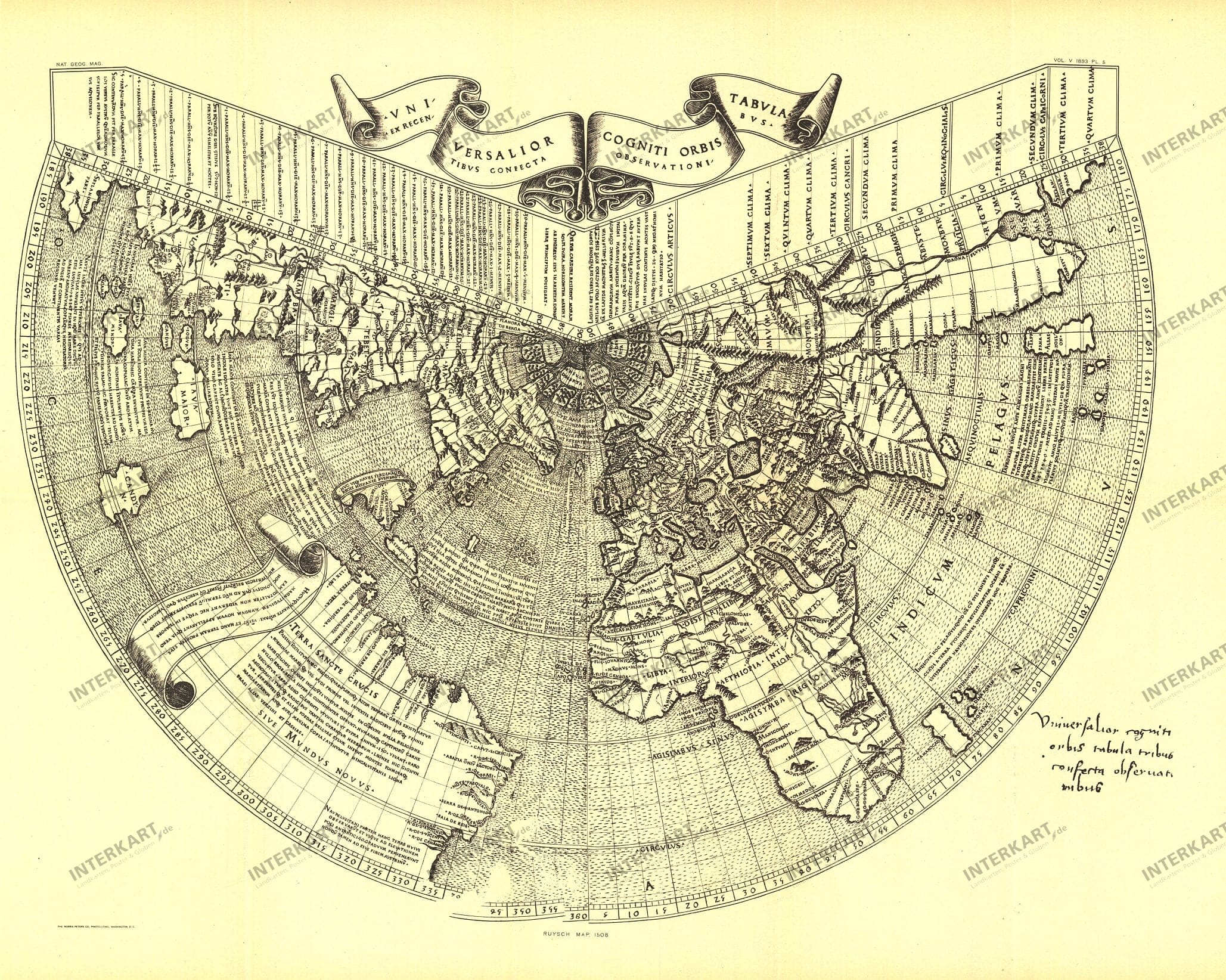 1893 Ruysch (1508) World Map 58 x 45cm