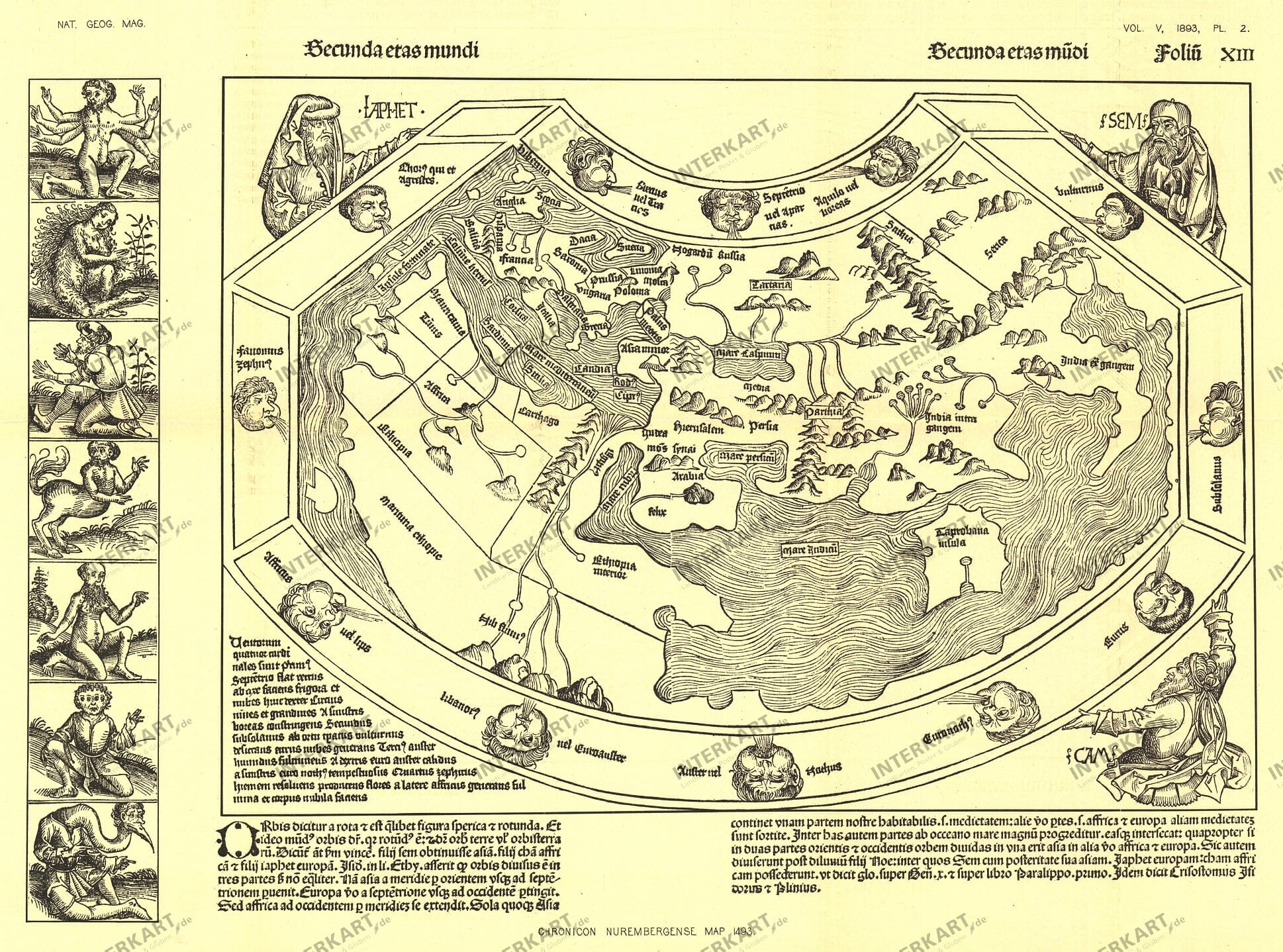 1893 Chronicon Nurembergense (1493) World Map 56 x 41cm