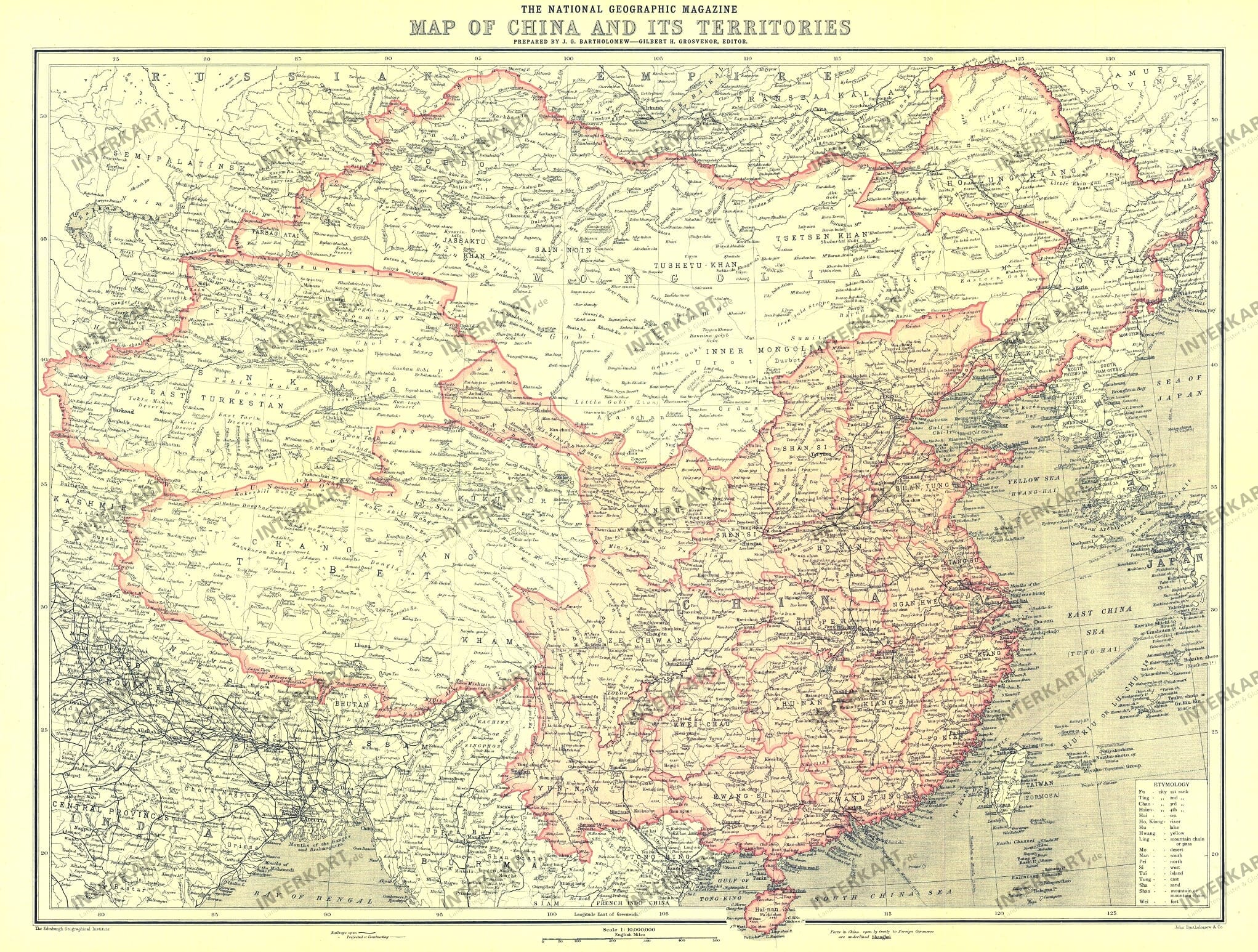 1912 Map Of China And Its Territories from National Geographic