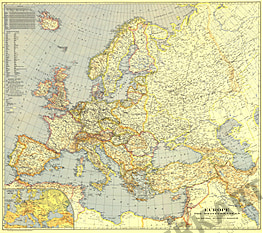 1938 Europa und das Mittelmeer Karte 96 x 86cm