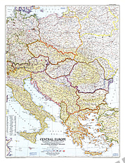 1951 Mitteleuropa Karte 76 x 99cm