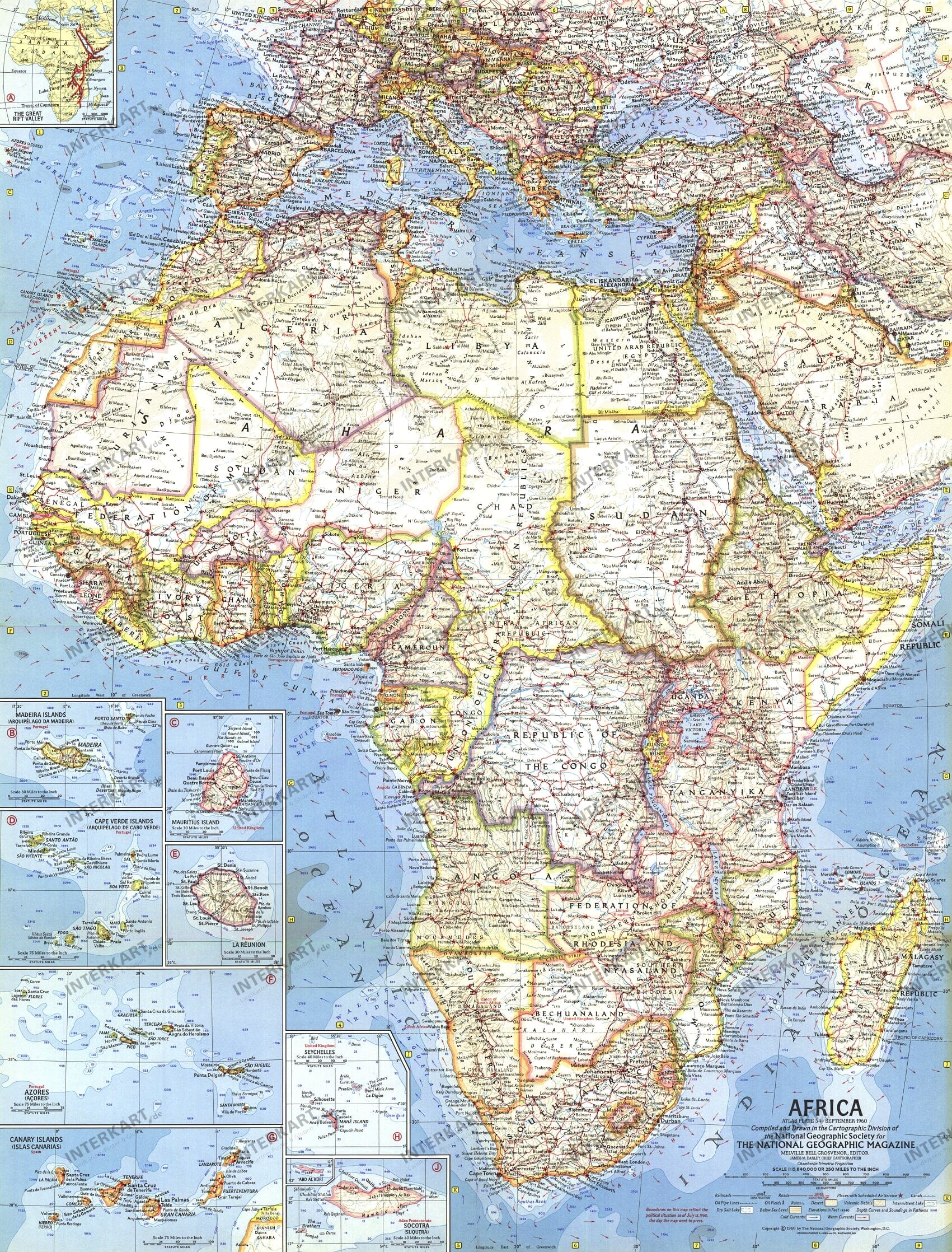 1960 Africa Map 48 x 63cm
