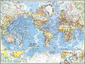 1960 World Map 63 x 48cm