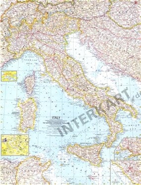1961 Italy Map 48 x 63cm