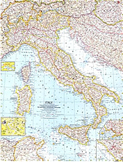 1961 Italien Karte 48 x 63cm