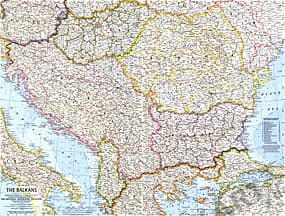 1962 Der Balkan Karte 63 x 48cm