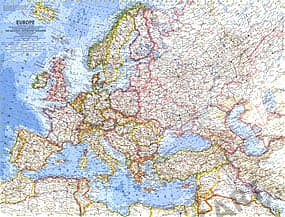 1962 Europa Karte 63 x 48cm